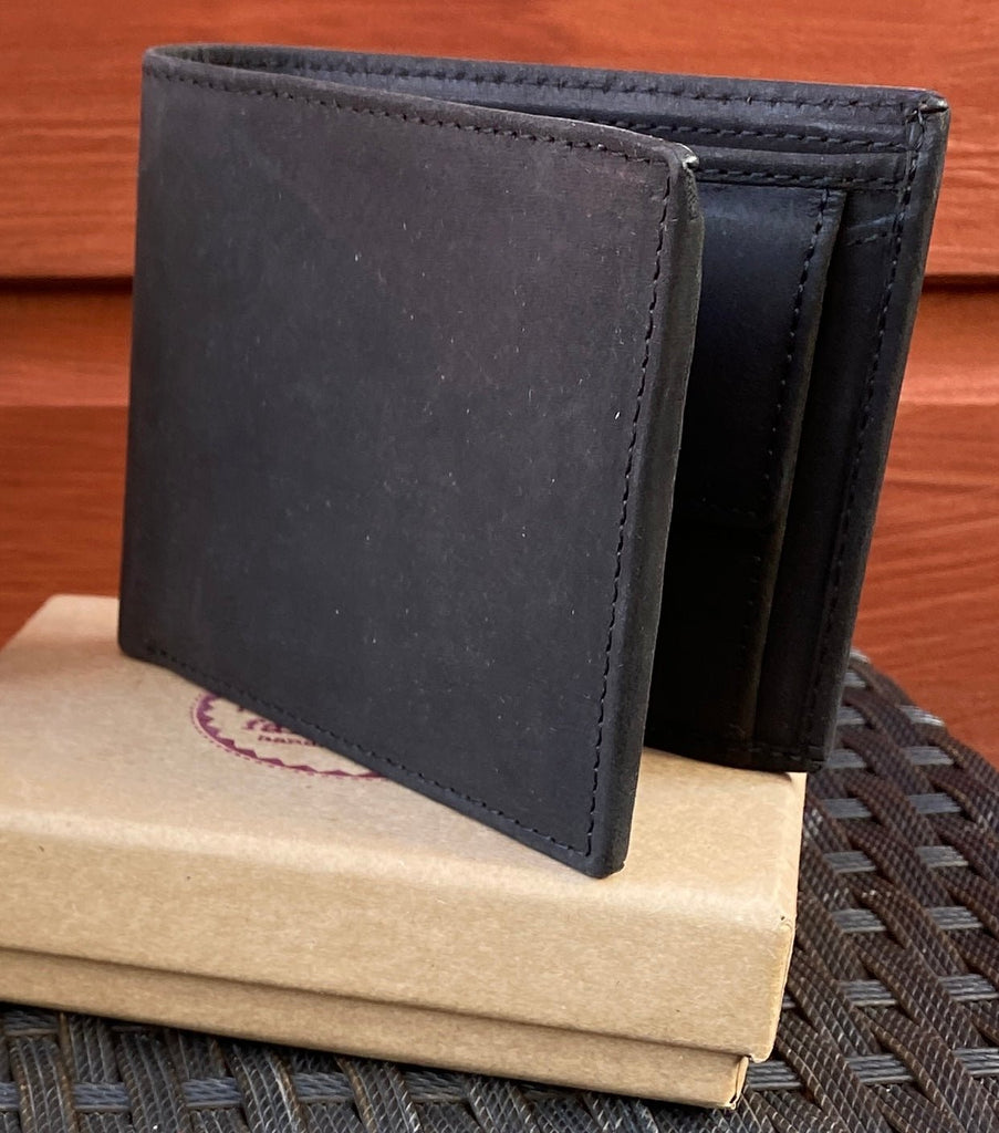 Handmade Buffalo Leather Wallet - Brown or Black - ArchieSoul Men