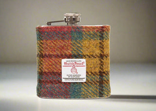 6oz Harris Tweed Hip Flask - Autumn Colours  - By Created By The Ridleys