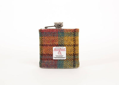 6oz Harris Tweed Hip Flask - Autumn Colours  - By Created By The Ridleys