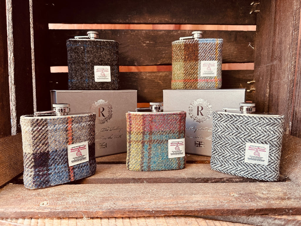 6oz Harris Tweed Hip Flask - Autumn Colours - By Created By The Ridleys - ArchieSoul Men