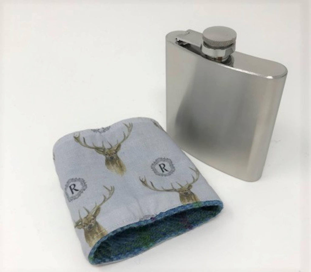 6oz Harris Tweed Hip Flask - Autumn Colours - By Created By The Ridleys - ArchieSoul Men