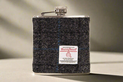 6oz Harris Tweed Hip Flask - Dark Grey - by Created by the Ridleys