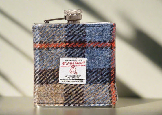 6oz Harris Tweed Hip Flask - Mackenzie Tartan  - by Created by the Ridleys