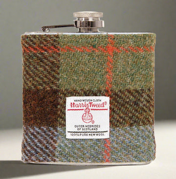 6oz Harris Tweed Hip Flask - Macleod Tartan - by Created by the Ridleys