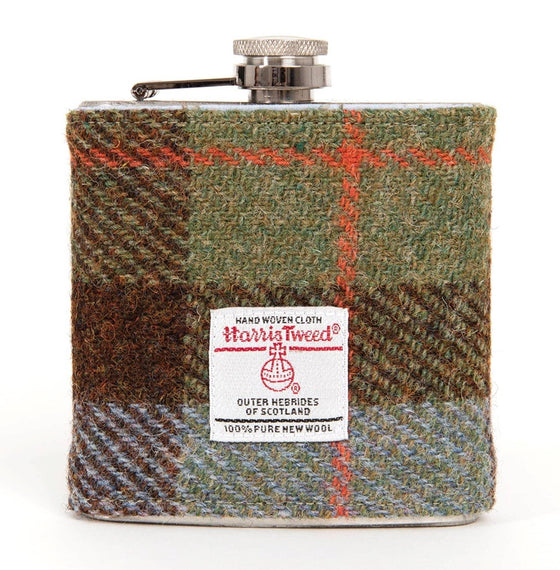 6oz Harris Tweed Hip Flask - Macleod Tartan - by Created by the Ridleys