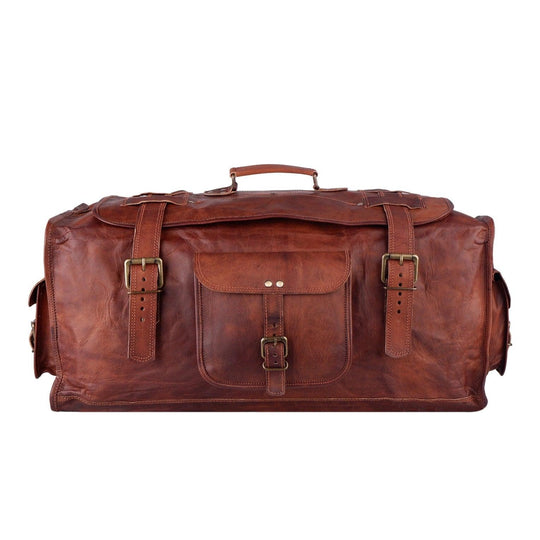 Bruno Flap Duffel 24Inch Goat Leather Bag - ArchieSoul Men