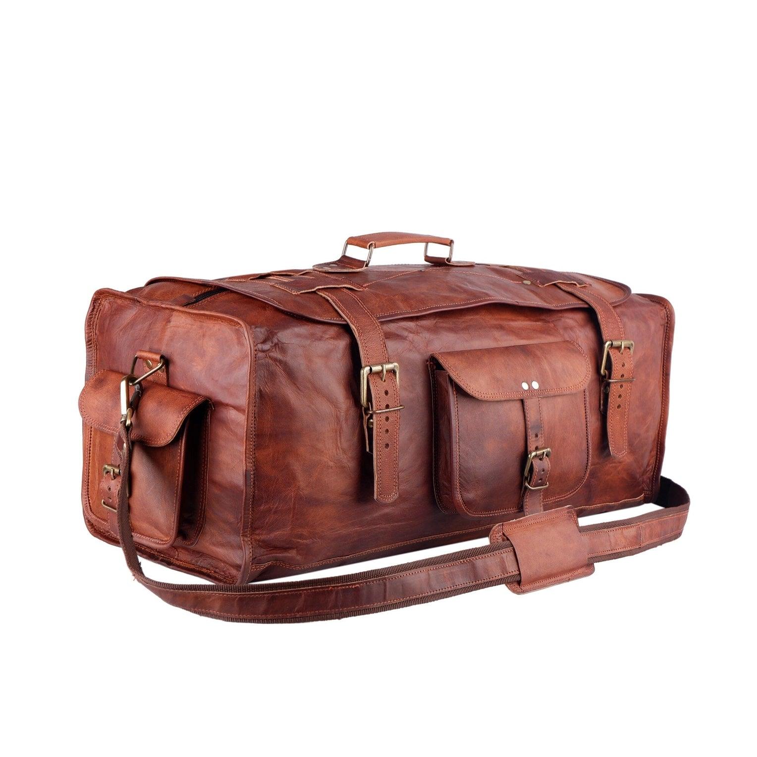 Bruno Flap Duffel 24Inch Goat Leather Bag - ArchieSoul Men