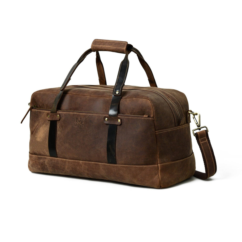 Buffalo Leather 'Espresso Elegance' Carry on Duffle Bag For Men. - ArchieSoul Men