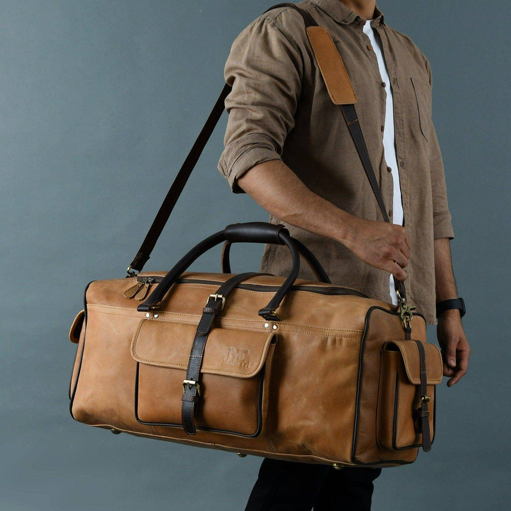 Corpus Travel Leather Duffel Bag For Men. - ArchieSoul Men