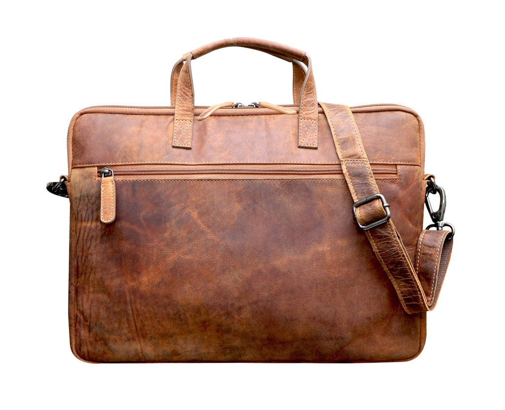 Greenwood "Fred" 14 inch Leather Laptop Bag With Removable Shoulder Strap - ArchieSoul Men