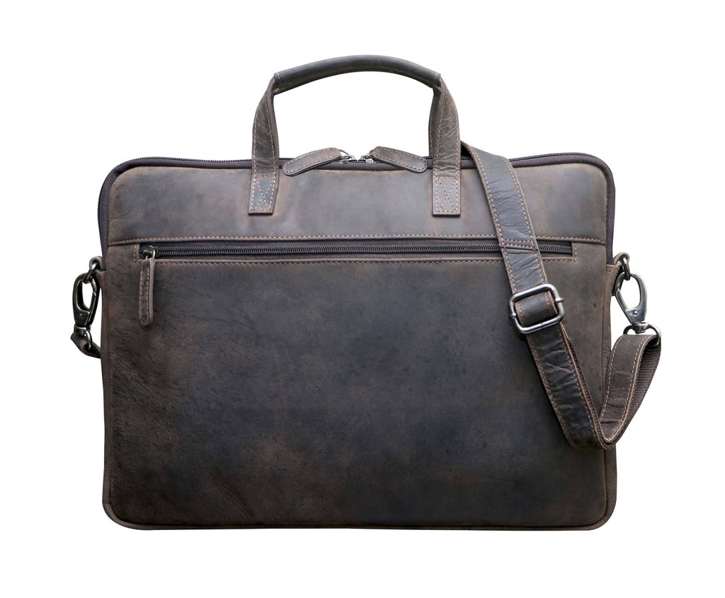 Greenwood "Fred" 14 inch Leather Laptop Bag With Removable Shoulder Strap - ArchieSoul Men