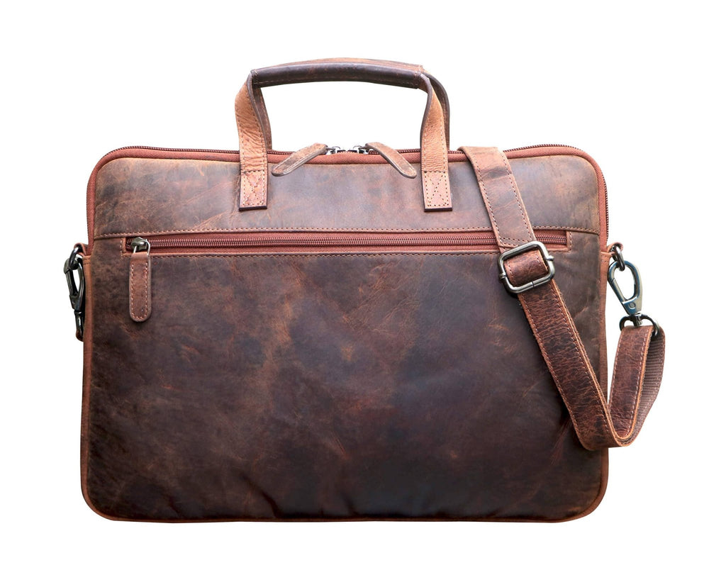 Greenwood "Fred" 14 inch Leather Laptop Bag With Removable Shoulder Strap - ArchieSoul Men