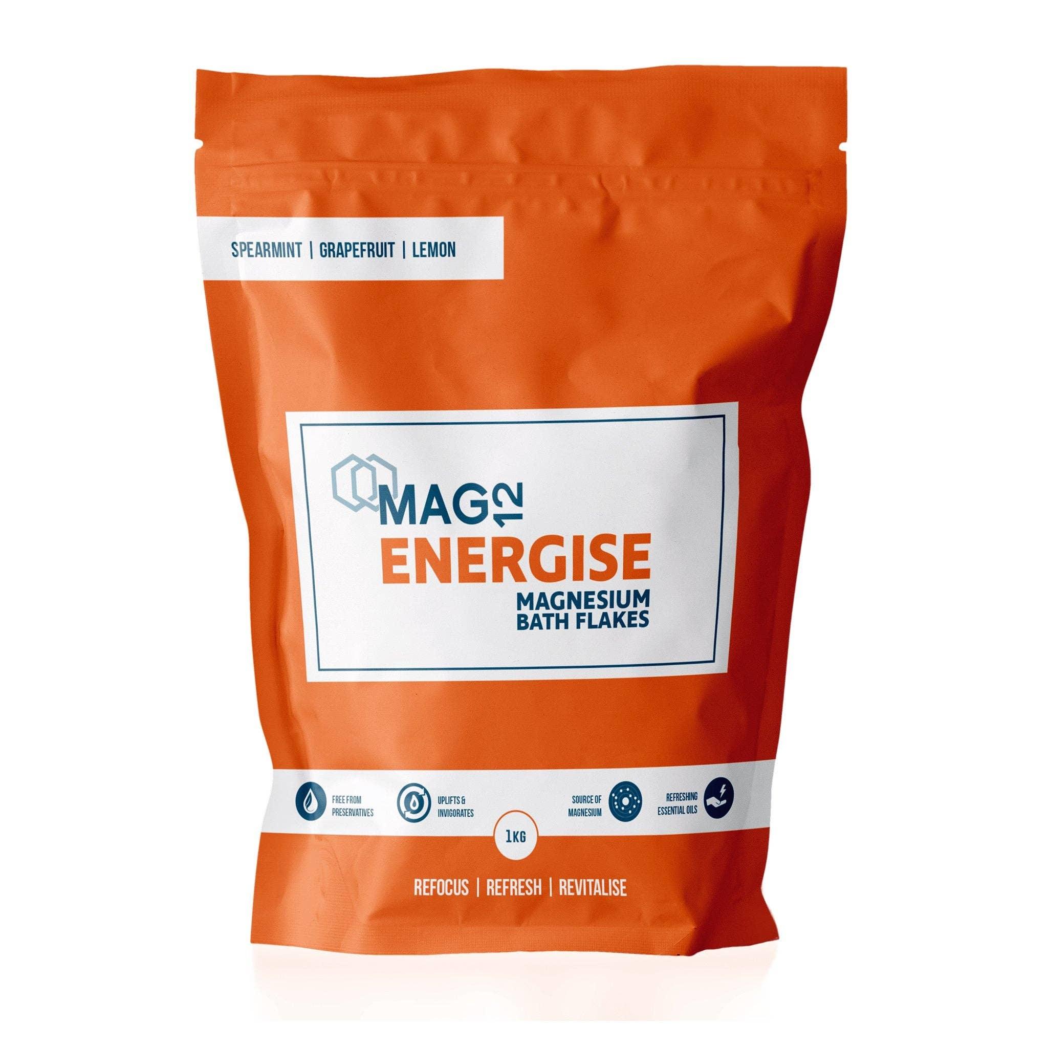 MAG12 Energise Magnesium Bath Flakes 1kg - By Celtic Wellbeing - ArchieSoul Men