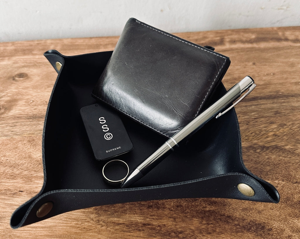 Mens PU Leather Valet Tray in Brown or Black by ArchieSoul Man - ArchieSoul Men