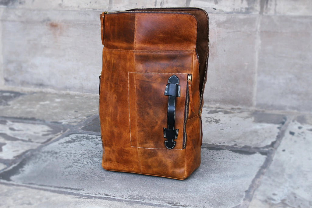 Otley Top Grain Buffalo Leather Mens Backpack Laptop Bag Travel Bag - ArchieSoul Men