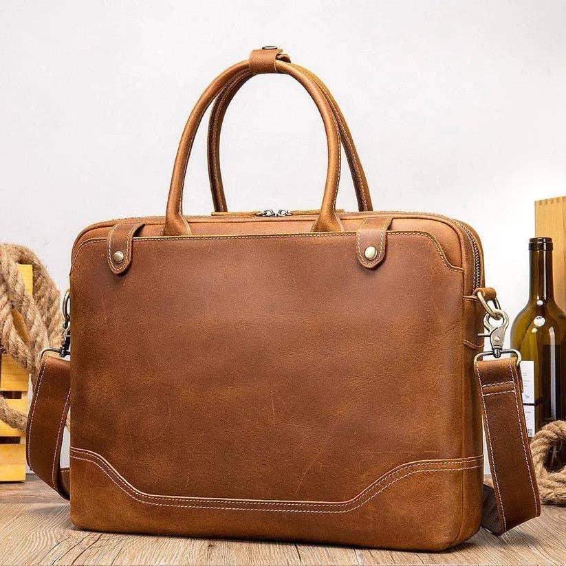 The 'Everyday' Office Leather Briefcase For Men. - ArchieSoul Men