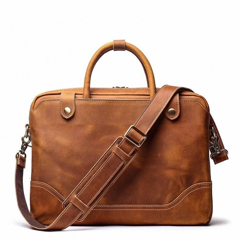 The 'Everyday' Office Leather Briefcase For Men. - ArchieSoul Men