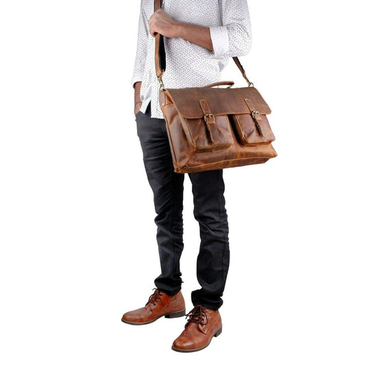 The Genuine Buffalo Leather Messenger Bag - ArchieSoul Men