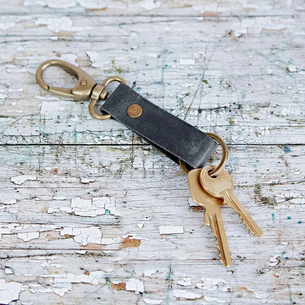Buffalo Leather Keyring with Hook - Handmade - Brown or Black - ArchieSoul Men