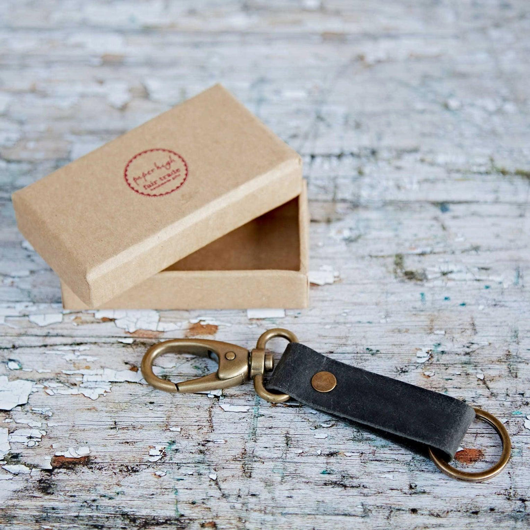 Buffalo Leather Keyring with Hook - Handmade - Brown or Black - ArchieSoul Men