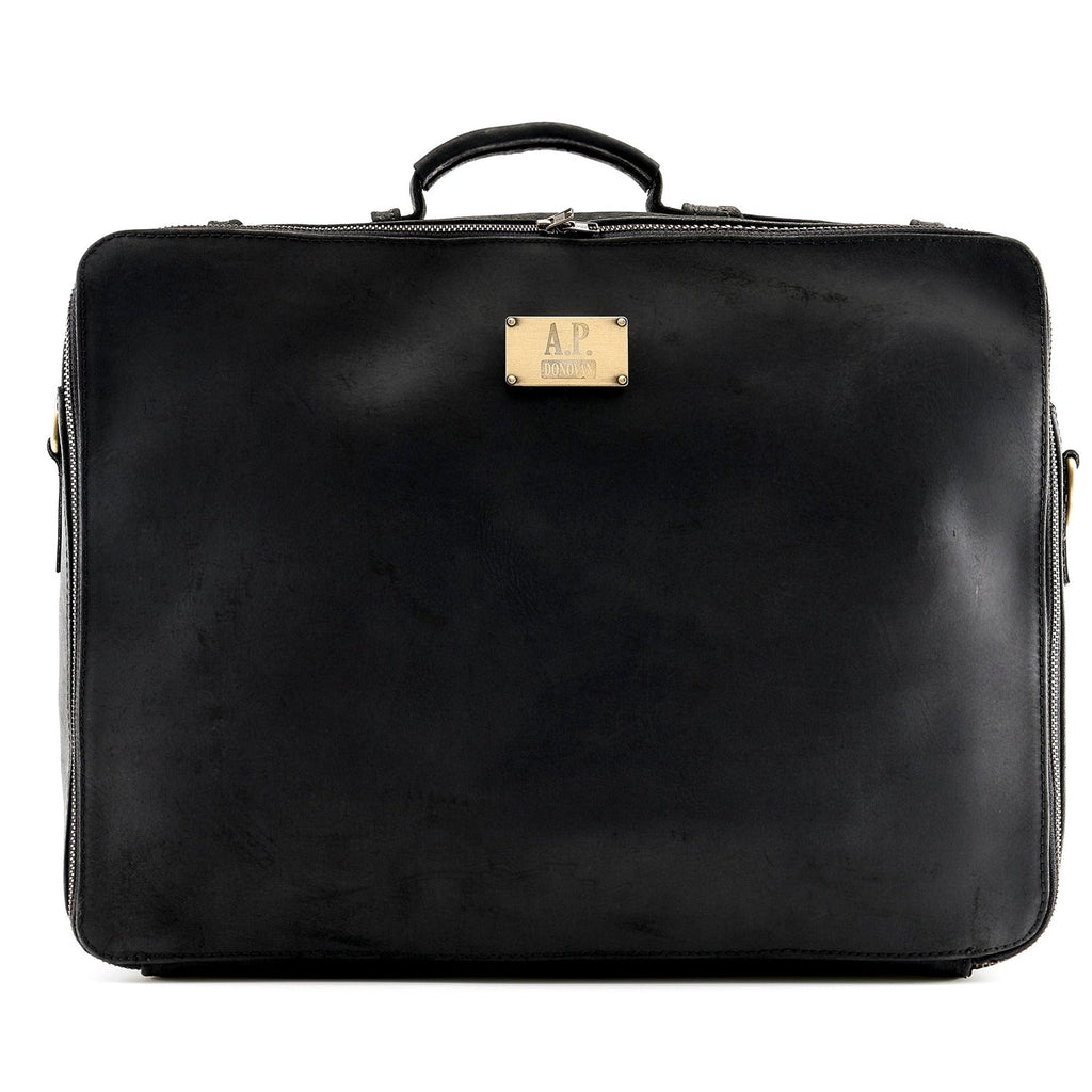 Genuine Buffalo Leather Briefcase - “Arnee” Briefcase By A.P Donovan - Black or Brown - ArchieSoul Men