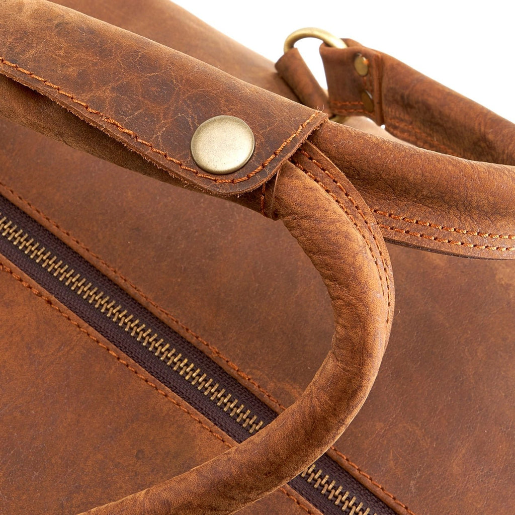 Genuine Buffalo Leather Holdall - "Mutus" Travel Bag By A.P Donovan - Brown. - ArchieSoul Men
