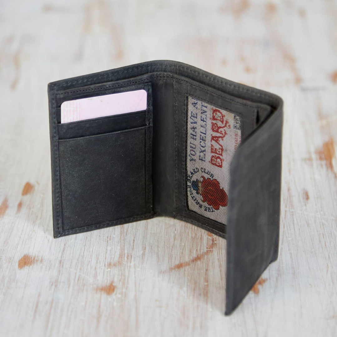 Genuine Handmade Buffalo Leather Trifold Wallet: Black or Brown - Paper High - ArchieSoul Men