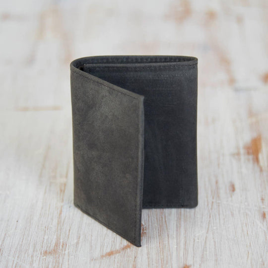 Genuine Handmade Buffalo Leather Trifold Wallet: Black or Brown - Paper High - ArchieSoul Men