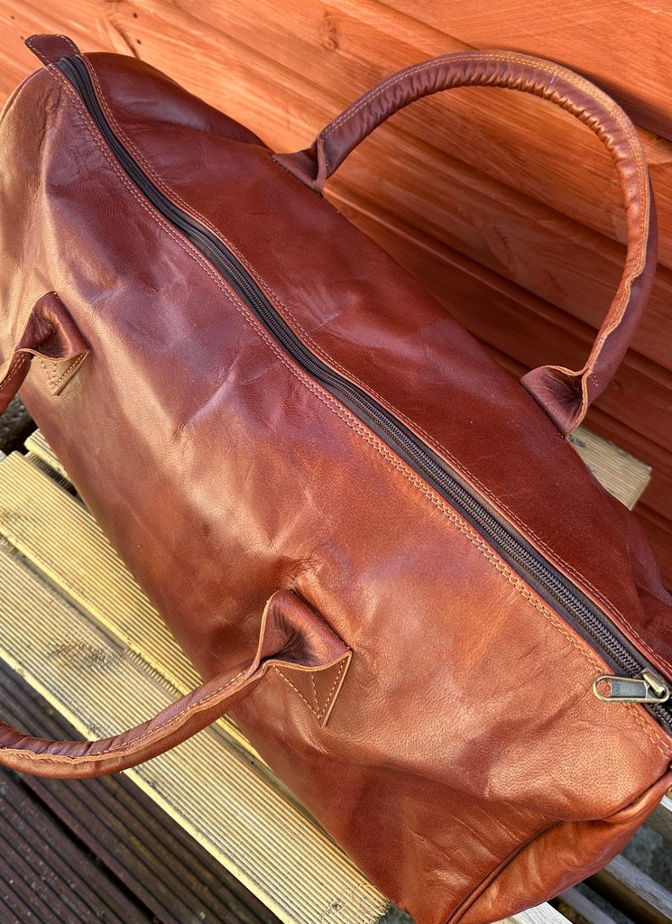 Genuine Leather Duffle Gym Bag + Free Buffalo Leather Wallet & Duke Cannon Soap - ArchieSoul Men