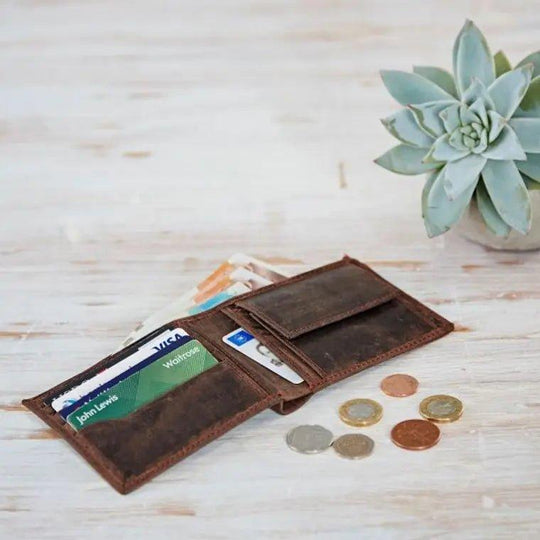 Handmade Buffalo Leather Wallet - Brown or Black - FREE UK SHIPPINGCrafted from Handmade Buffalo Leather that has been treated and oiled for long-wearing protection and beauty, this classic wallet has plenty of space for all your evAccessories For MenPaper HighArchieSoul MenHandmade Buffalo Leather