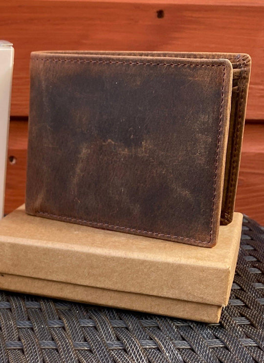 Handmade Buffalo Leather Wallet - Brown or Black - ArchieSoul Men