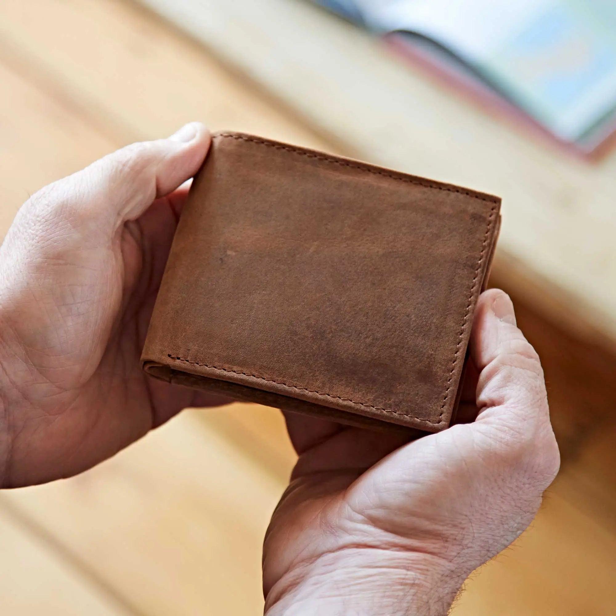 Handmade Buffalo Leather Wallet - Brown or Black - FREE UK SHIPPINGCrafted from Handmade Buffalo Leather that has been treated and oiled for long-wearing protection and beauty, this classic wallet has plenty of space for all your evAccessories For MenPaper HighArchieSoul MenHandmade Buffalo Leather