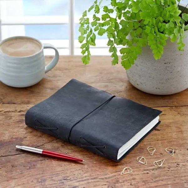 Large Buffalo Leather Elastic Tie Journal - From Paper High - ArchieSoul Men