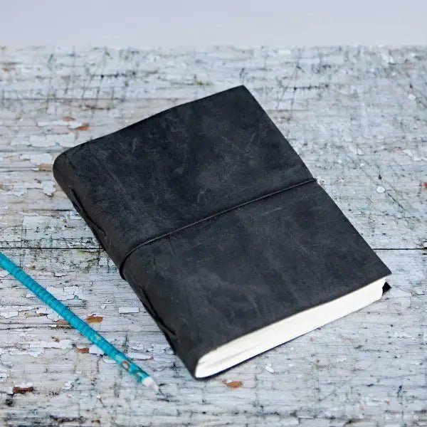 Large Buffalo Leather Elastic Tie Journal - From Paper High - ArchieSoul Men